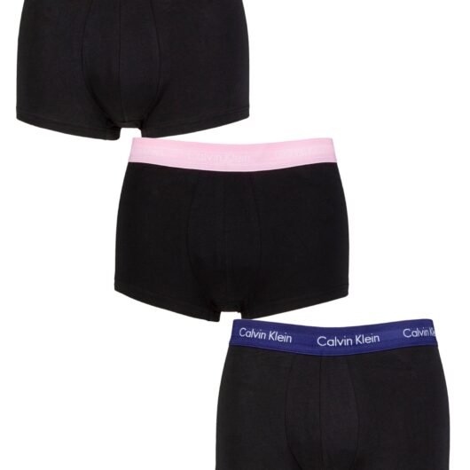Mens 3 Pair Calvin Klein Low Rise Trunks Grape Glimmer / Pale Orchid / Purple XL