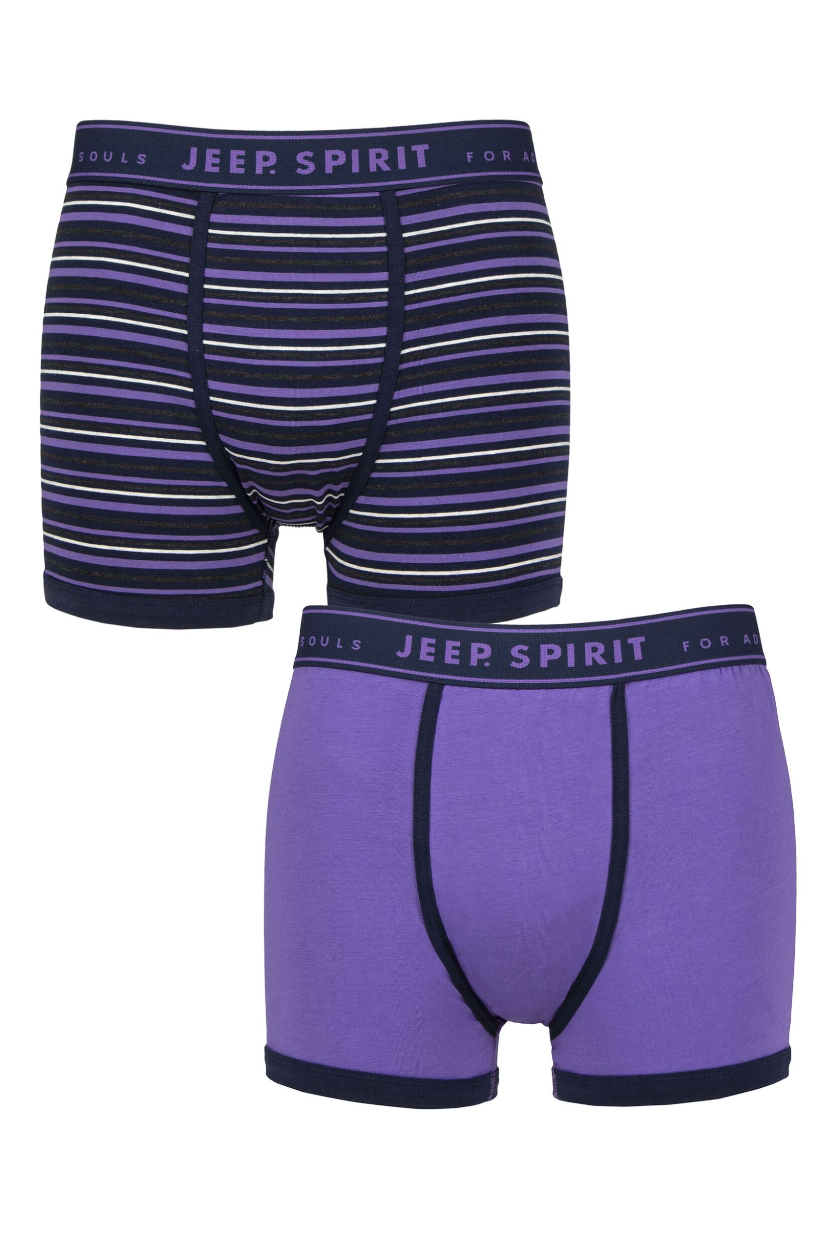 Mens 2 Pack Jeep Spirit Cotton Knitted Fitted Trunks Dark Purple L
