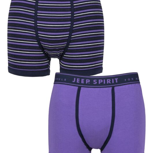 Mens 2 Pack Jeep Spirit Cotton Knitted Fitted Trunks Dark Purple M